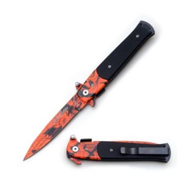 Snake Eye Tactical Stiletto Style Red Camo Folding Knife
